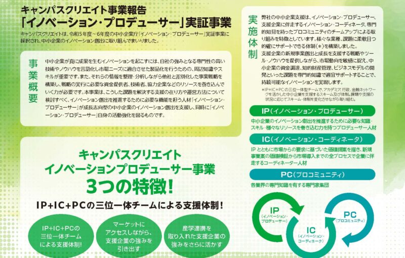 【事業報告】 中小企業庁「令和５年度～６年度　イノベーション・プロデューサー」実証事業